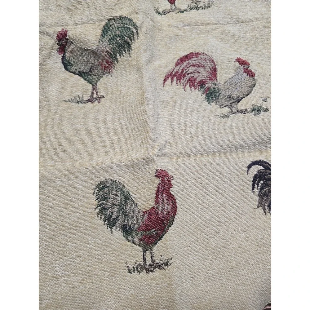 Phinney Home Collection Rooster Tapestry Scalloped Valance 50x20 Multi Color NEW